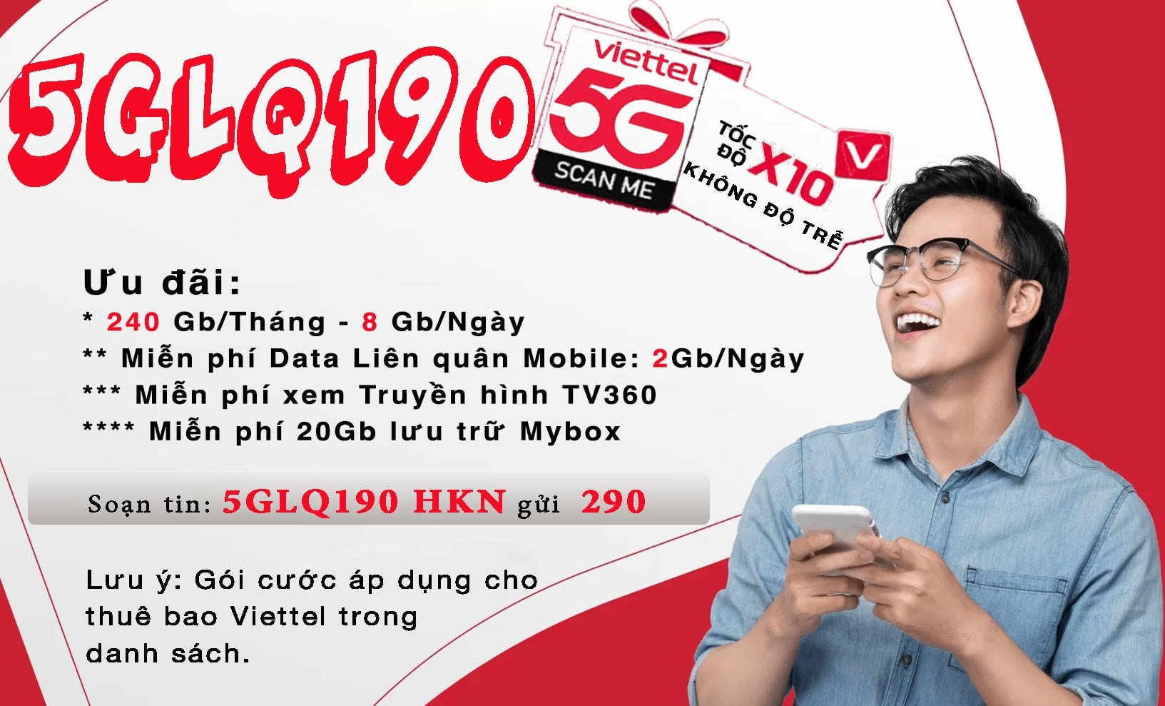 Đăng ký gói cước 5GLQ190 ViettelData5G